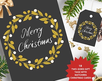 Weihnachtliche Geschenkanhänger & Karten, bedruckbare Etiketten, 18 Karten Set (digitaler Download)