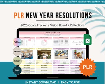 PLR Tabelle Neujahrsvorsätze 2026 Ziele Tracker, Google Sheets Vorlage, Planer Digital SMART
