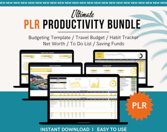 PLR Google Sheets Bundle: Budget, Gewohnheit, Vermögen Vorlagen (Wiederverkaufsrechte enthalten) Digitaler Download
