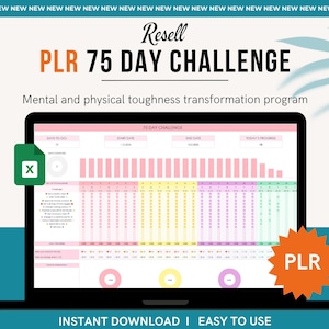 PLR 75 Day Challenge Tracker Resell Spreadsheet 75 Day Challenge 75 Soft Challenge PLR Google Sheets 75 Soft Challenge 75 Day Tracker