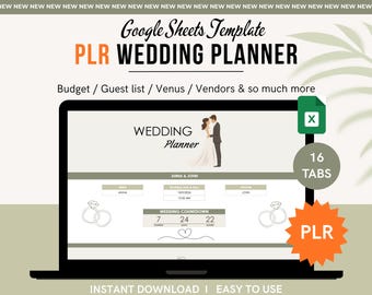 PLR Resell Digital Hochzeitsplaner Tabelle: Bearbeitbare Google Sheets Vorlage, digitaler Download