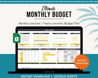 Monatlicher Budgetplaner: Google Sheets Vorlage (Digitaler Download)