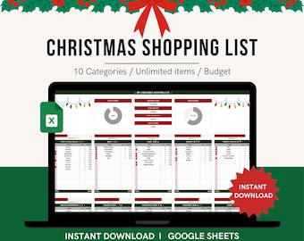 Weihnachts-Einkaufsliste, Planer für Lebensmittel ( Google Sheet )