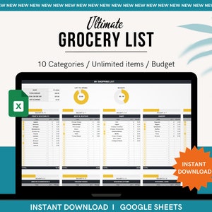 Editable Grocery List Printable Grocery List Google Sheet Printable Weekly Grocery Planner Food Shopping List Google Sheets Shopping List