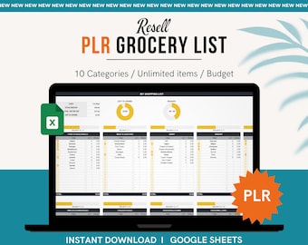 Planilha do Google com lista de compras PLR: planejador semanal de compras para impressão (revenda)