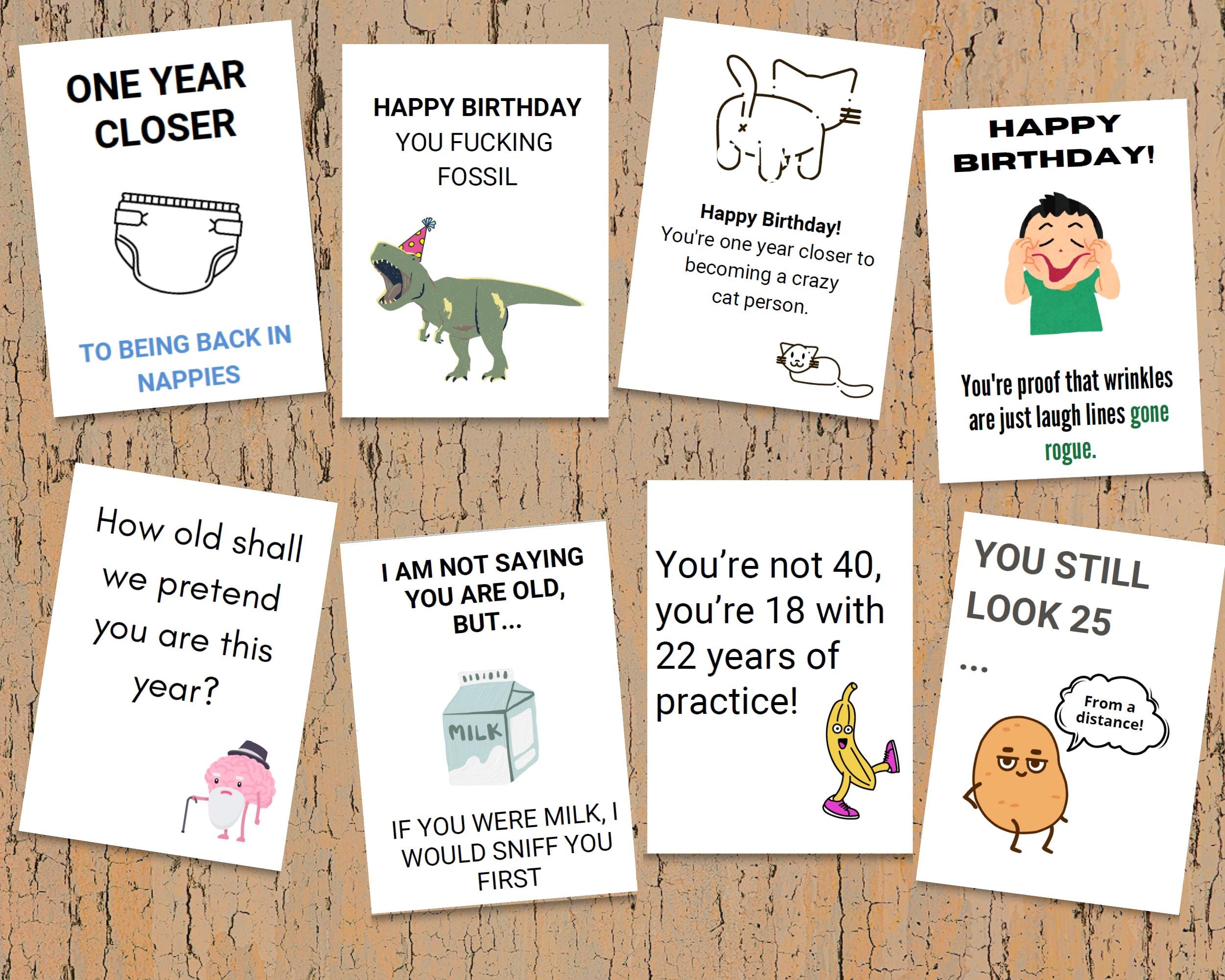 Funny Birthday Cards Bundle: 30 Printable Designs (PDF) - Etsy