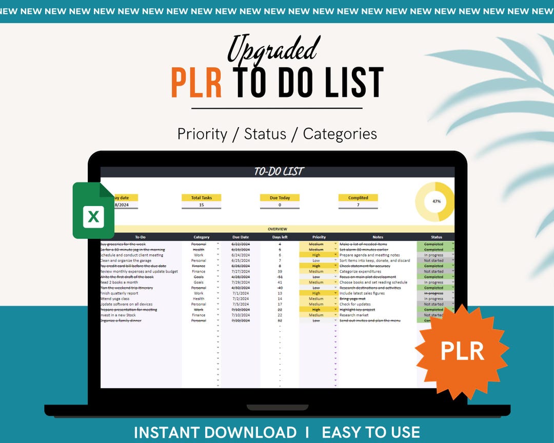 PLR to Do List Template: Resell Google Sheets, Digital Checklist ...