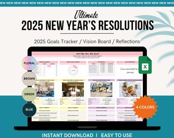 2026 Neujahrsvorsätze GOal Tracker, Vision Board ( Google Sheets )