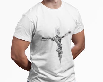 Abstract Woodgrain Cross T-Shirt | Religious Christian Faith Tee