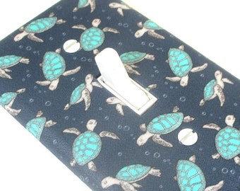 ocean inspired style Blue Sea Turtles Light Switch Cover Plate Unique Gift for Girl Bedroom Decor Switchplate Home Office