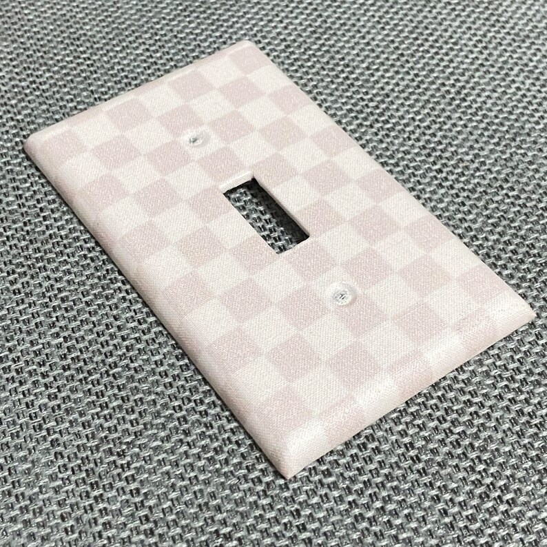Cream and Beige Checkered Wall Art Light Switch Cover Modern Nursery Decor Gifts Home Gift Unique Room Decor Farmhouse Check Checkerboard image 3