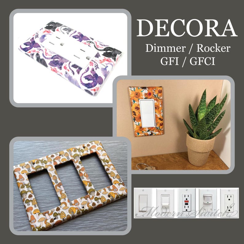 Art Nouveau Pink Lotus Flower Light Switch Cover Plate Floral Nursery