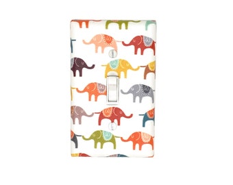 Colorful Elephant March Safari Animal Wall Art Creative Wildlife Animal-themed Maximalist Decor Light Switch Cover Home Gift for the Home