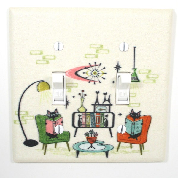 Gift for Home Mid Century Modern Atomic Living Room Cats Vintage Retro Home Decor Light Switch Cover Plate Wall Art Gift 1950s 1960s MCM