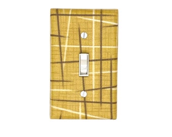 Gold Brown Cream Mid Century Modern Wall Art Abstract Geometric Print Colorful Maximalist Home Gift for Home Decor Light Switch Cover Plate