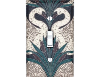 Large Swans Art Nouveau Decor Wall Art Light Switch Cover Gift for Home Gift Handmade Art Deco Print William Morris Vintage Retro Swan Lover