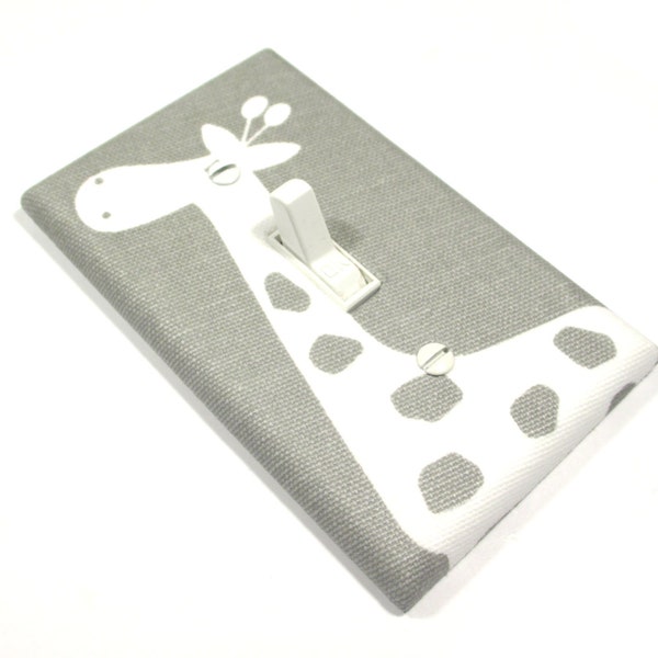 Safari Giraffe Nursery Decor Neutral Gray and White Light Switch Cover Plate Unique Gift Ideas for Baby