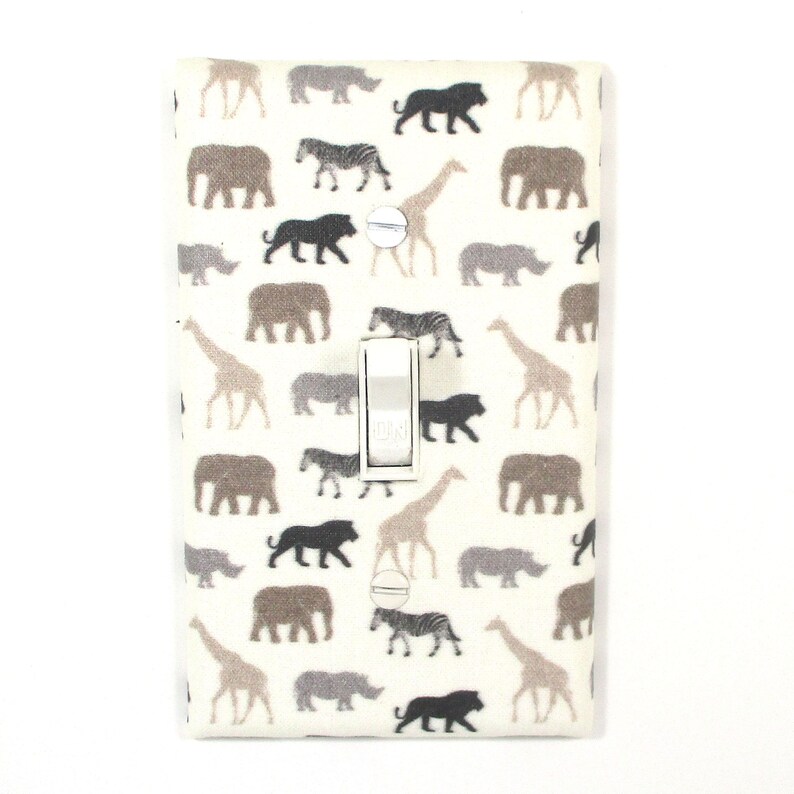 Neutral Safari Animals Light Switch Cover Plate Jungle Etsy