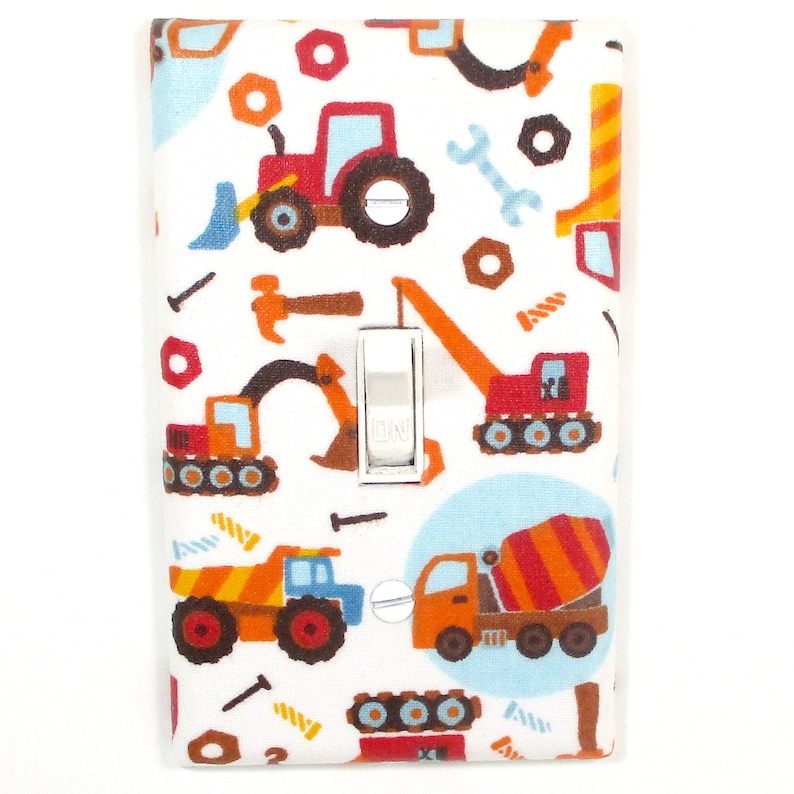 Construction Truck Wall Art Nursery Decor Boy Cement Truck Tractor Light Switch Cover Handmade Gift Baby Bedroom Gifts Dump Truck image 1