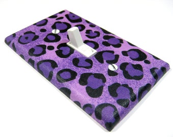 Light Switch Cover Plate Purple Leopard Print Cheetah Spots Teen Girls Bedroom Decoration