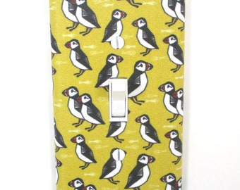 Coastal Home Decor Yellow Puffin Bird Light Switch Cover Plate Wall Art Unique Gift for Home Decor Handcrafted Gifts Handmade