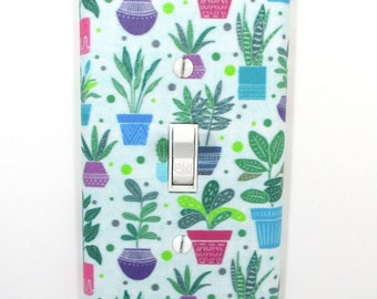 Colorful Planter Light Switch Cover Plate House Plant Lover Gift Handmade Home Decor Wall Art