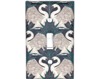 Small Swans Art Nouveau Decor Wall Art Light Switch Cover Gift for Home Gift Handmade Art Deco Print William Morris Vintage Retro Swan Lover