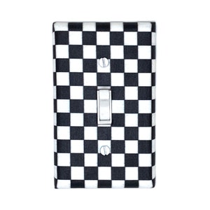 Black and White Checkered Wall Art Light Switch Cover Modern Nursery Decor Gifts Home Gift Unique Room Decor Farmhouse Check Checkerboard