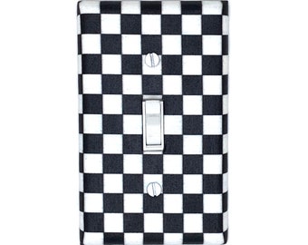 Black and White Checkered Wall Art Light Switch Cover Modern Nursery Decor Gifts Home Gift Unique Room Decor Farmhouse Check Checkerboard