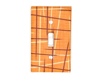 Orange Brown Cream Mid Century Modern Wall Art Abstract Geometric Print Colorful Maximalist Home Gift for Home Decor Light Switch Cover