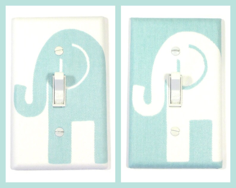 Light Blue and White Elephant Light Switch Cover Elephant Etsy