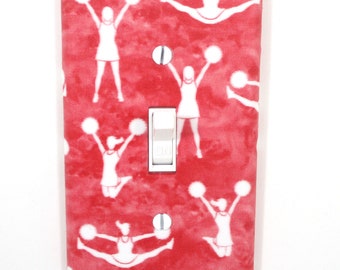 Red Cheer Gifts Light Switch Cover Plate Cheerleader Wall Art Dance Decor Housewarming Gift Handmade Gifts Teen Girls Bedroom Living Room