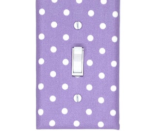 Lavender Purple Polka Dots Nursery Decor Light Switch Cover Plate Wall Art White Polka Dot Home Gift Handmade Gift for Her Baby Bedroom