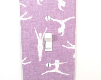 Gymnastics Decor Light Switch Cover Plate Purple Bedroom Decoration Teen Girl Gymnast Gift