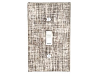 Brown Faux Linen Grunge Textured Wall Art Light Switch Cover Plate Home Gift for Home Decor Bedroom Office Housewarming Switchplate