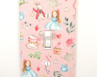 Alice in Wonderland Light Switch Cover Plate Whimsical Nursery Decor Pastel Handmade Gifts