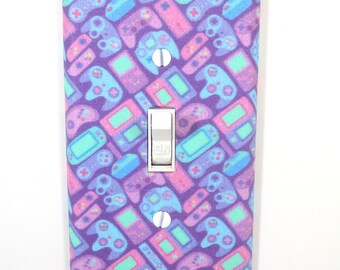 Video Game Inspired Wall Art Neon Purple Pink Controller Light Switch Cover Home Decor Gamer Girl Housewarming Gift Handmade Gifts Bedroom