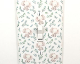 Jungle Nursery Decor, Baby Elephant Light Switch Cover Plate Gender Neutral Safari Nursery Decor Baby Animal Print Wall Art