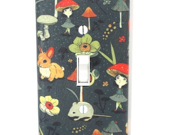 Mushroom Fairy Garden Woodland Nursery Decor Wall Art Light Switch Cover Plate Girl Handmade Gift Housewarming Gifts Bedroom