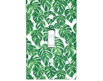 Tropical Decor Wall Art Monstera Leaf Light Switch Cover Home Gift Handmade Gift for Her Plant Parent Lady Plant-themed nature-inspired