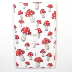 Red and White Mushrooms Light Switch Cover Plate Fantasy Home Decor Housewarming Gift