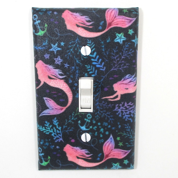ocean inspired style Mermaid Bathroom Decor Light Switch Cover Plate Handmade Gift for Girls Room Wall Decor Teenage Girl Bedroom Art