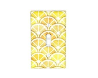 Farmhouse Kitchen Decor Citrus Lemon Slices Maximalist Wall Art Light Switch Cover Handmade Gifts Home Gift Modern Colorful Statement Decor