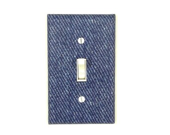 Trendy Blue Faux Denim Decor Wall Art Home Decor Light Switch Cover Plate Handmade Gift Home Gifts Living Room Bedroom Bathroom Dorm