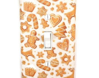 Christmas Holiday Decor Cookies on White Light Switch Cover Plate Home Gift Decoration