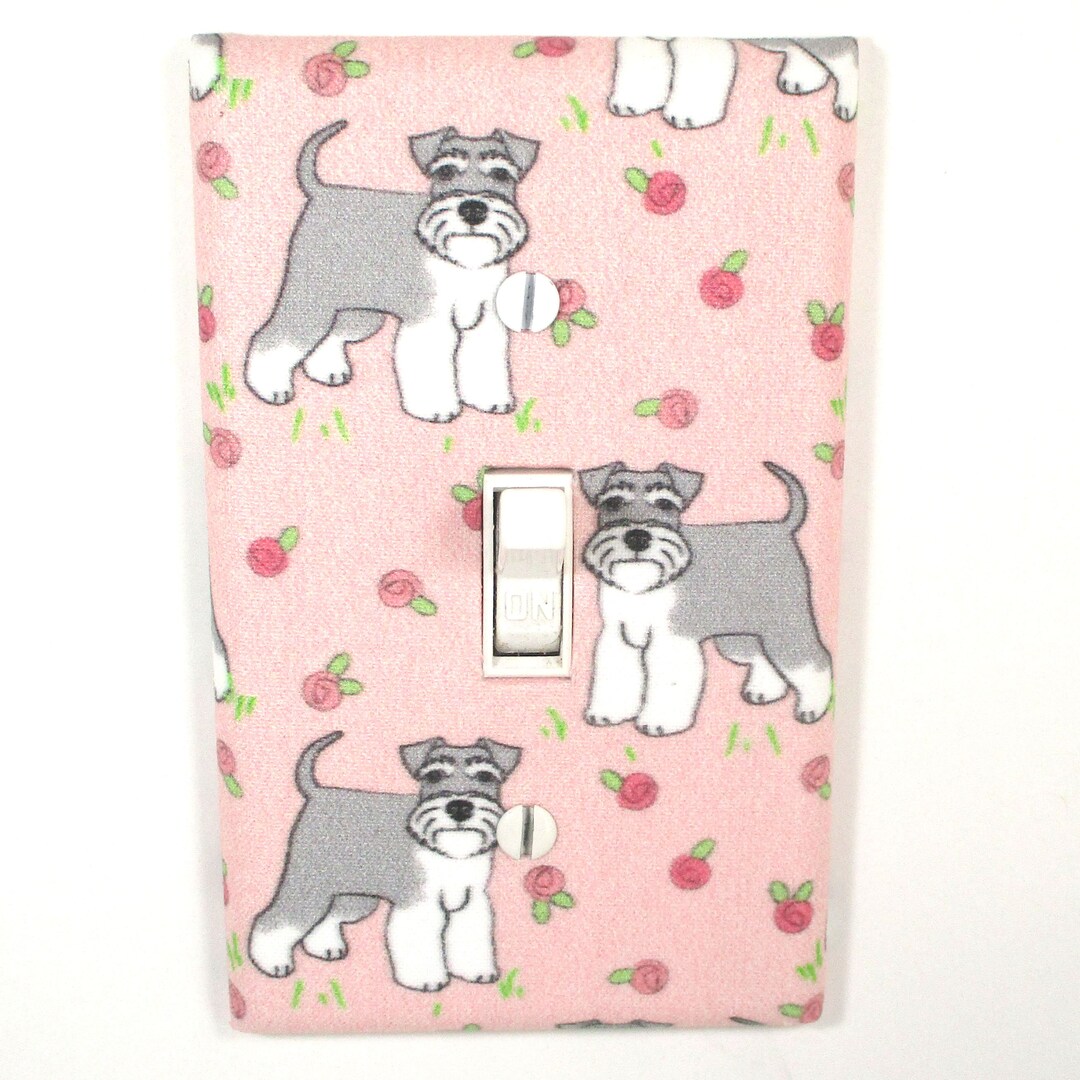 Pink Miniature Schnauzer Dog Light Switch Cover Plate Pet Lover Gift