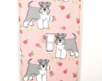 Pink Miniature Schnauzer Dog Light Switch Cover Plate Pet Lover Gift Home Decor