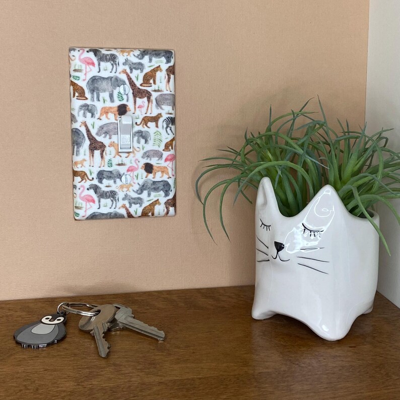 Watercolor Jungle Safari Wall Art Light Switch Cover Plate New Baby
