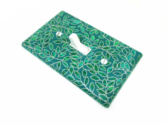 Hunter Green Leaves Light Switch Cover Plate Floral Home Decor Green Bedroom Decor Dark Teal Housewarming Gift Plants