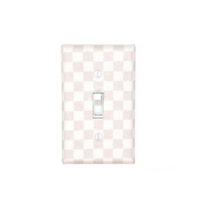 Cream and Beige Checkered Wall Art Light Switch Cover Modern Nursery Decor Gifts Home Gift Unique Room Decor Farmhouse Check Checkerboard image 1